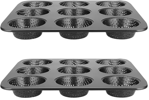 SYUTBOU 2 stycken brödplåt, 30 cm bröd, bakform, rund med non-stick-beläggning, hamburgare buns bakform metall för 9 bröd, brödform, bröd, bakplåt för tårtor, hamburgare bröd, puffins