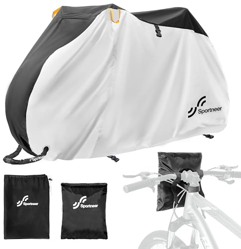 Sportneer Bike Cover: Waterproof Outdoor Bicycle Covers with Lock Hole & Storage Bag - Rain Sun UV Dust Wind Proof Bike Covers for Mountain Road Electric Bike