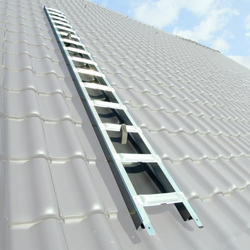 Weise Dachmaxx Premium Dachauflegeleiter – 1,89 m + 2,16 m Lange mehrteilige Dachleiter – Industrie-Qualität aus Aluminium – Sicherheitssprossen – Einhängevorrichtung – Stabile Verbindung