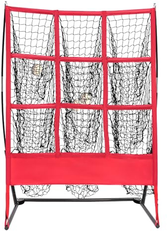 MEHOOSPVN Baseball Practice Net, Golf Net, Pitching Target, 9 Hole Softball Baseball Pitching Hitting Target Net, Golf Swing Trainer Portable Baseball Pitching Training Equipment for Any Pitcher, Red