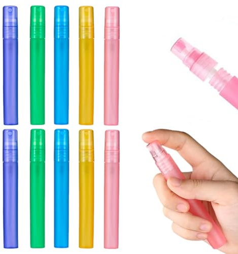 XUZOPIM 10 Piezas Atomizador Perfume Recargable 10Ml, Recargables Mate Botellas De Spray Plástico Para Viajes Niebla Fina Botellas De Pulverizador Vacías Para Cabello Rostro Plantas