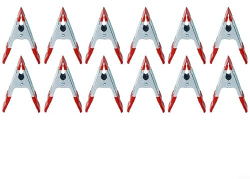 Confezione da 12 morsetti a molla in metallo, resistenti da 10 cm, per la lavorazione del legno, dimensioni ganasce, per fogli di plastica, sfondi, fotografia, falegnameria, officina