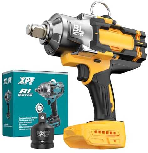 Cordless Impact Wrench 3/4 for De-Walt 20V Battery, 1475 Ft-lbs (2000N.m) High Torque power Impact Gun Heavy Duty Brushless, 3 Mode, 1/2 Impact Socket Adapter, Car Tire Truck RV Mower (No battery)