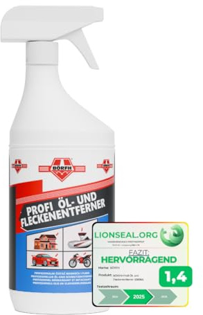 BÖRFH Profi Öl- & Fleckenentferner 1000ML – Kraftvolle Reinigung für Werkstatt, Garage & Haushalt | Entfernt Öl, Fett & hartnäckige Flecken mühelos