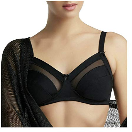 Reggiseno Senza Ferretto in Microfibra, Coppe Non Imbottite, Inserti in Tulle, Spalline Regolabili Italian Style Art 351 (IT, Taglia della Coppa & Taglia della Fascia, B, 7, Nero)