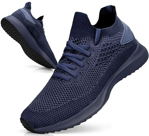 Giniros Mens Sneakers Slip On Walking Running Shoes Outdoor Dark Blue 6UK