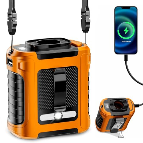 Gemmac Tragbarer Ventilator für draußen, USB-Ventilator mit Clip On Fans Mini Ventilator mit 5 Stufen und Luz de Iluminación, Clip/Soporte/Collar Ventilator para Ciclismo/Oficina/Exteriores/Playa