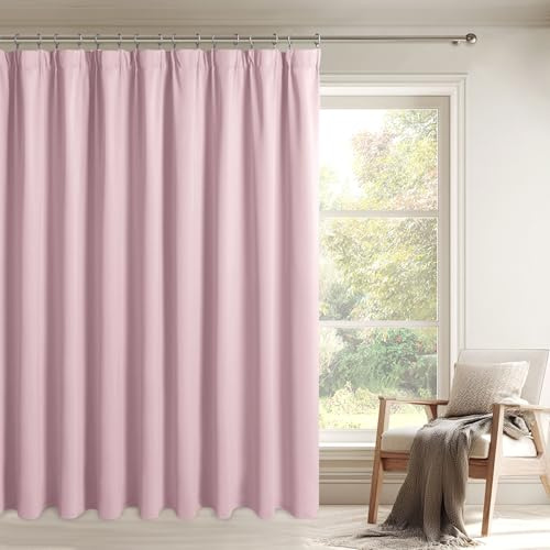 DWCN Blush Pink Wohnzimmer Vorhänge mit Kräuselband Raumteiler Vorhang | 1er Set 210x250cm(HxB) Raumtrenner Blickdicht Verdunklungsvorhänge Thermogardine Kälteschutz Breie Kinderzimmer Schlafzimmer