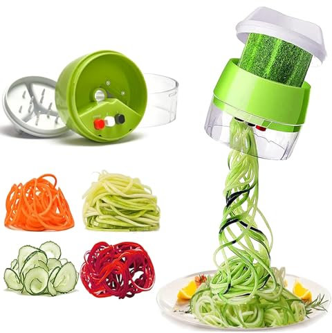 LOHOM Affettatrice a spirale 4 in 1, affettatrice a spirale per verdure, acciaio inossidabile