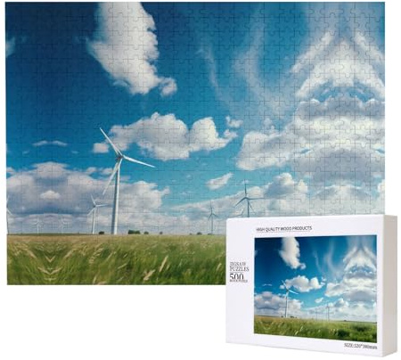 Poezjzw Windmills Puzzles For Adult 500 Pieces Wooden Jigsaw For Family Friend Home Decor Wall Art 20.4 X 15 In