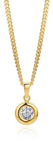OROVI Halskette Damen, Kettenanhänger 14k Gelgbold 585, Kette Vergoldet, Silberkette mit Anhänger Gold Diamant 0.25 Ct, Panzerkette 45 cm, Schmuck Damen, Hypoallergener Schmuck, inkl. Edler Schmuckbox