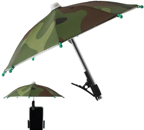Phone Umbrella for Sun Adjustable Clip On Shade for Smartphones, Camouflage