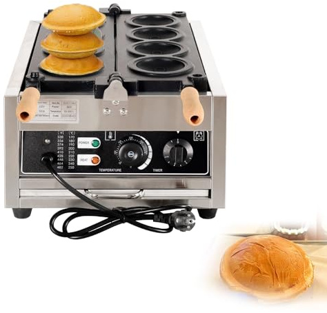 ZHDANB Máquina UFO Hamburguesas eléctrica 50℃~300℃ Prensa de Hamburguesas Comercial Máquina para paninis Disquera Pan Cubano Industrial para cafeterías/Camiones de Comida 4grids