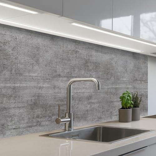 KitchenYeah© Paraschizzi Cucina Adesivo Pannello Parete Paraspruzzi | 60x100 cm - Lavandino Decorativo Calcestruzzo - Modello - Antico