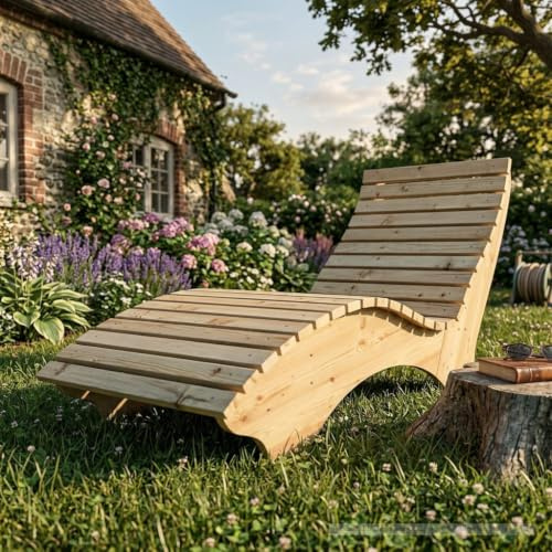 TUGA - Holztech Gartenliege Relaxliege Himmelsliege Ruhe-Vroni (Fichte) 2-teilig stehend Breite 140cm Waldsofa
