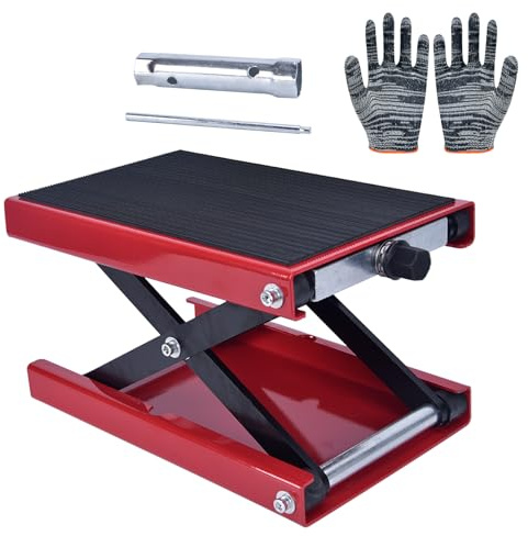 Sxnmmweu Plataforma elevadora de motocicleta - 500 kg/1100 lb para motocicleta, plataforma ancha, rango de elevación de 8,5 cm - 34 cm, para motocicletas, bicicletas, vehículos todo terreno