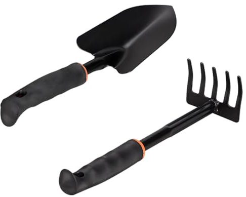 PONDON Trädgårdshandverktygskombo – murslev, kratta, handspade – svart finish