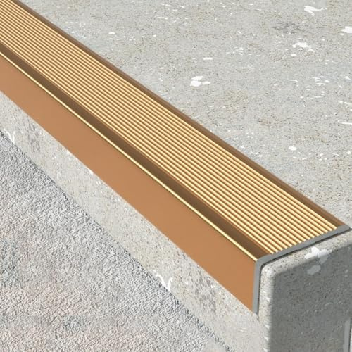 Stair Nosing Profile Edging,Stair Nosing Profile, Non-Slip Stair Nosing, L-Shaped Stair Edge Profile Non-Slip Edging Strip, Non-Slip Edging Strip, School Office Hospital-Gold||7x3cm