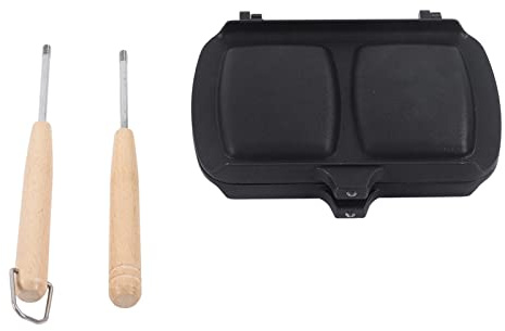 Padella sandwich doppia, piastra per panini 36x20cm alluminio colore nero - cottura veloce e uniforme, manici rimovibili salvaspazio, ideale per piccoli ambienti