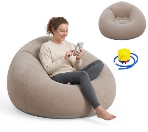RANJIMA Aufblasbarer Sitzsack, PVC Sitzsack Erwachsene Sofa Lazy No Bean Bag Aufblasbarer für Wohnzimmer Schlafzimmer Camping Urlaub Schwimmbad Strandparties Indoor und Outdoor