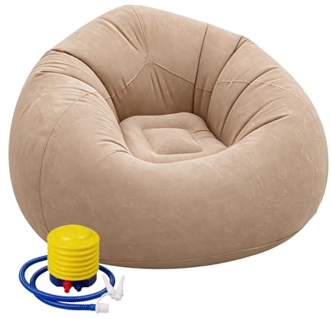 FARYODI Divano gonfiabile, poltrona gonfiabile, sedia a sdraio gonfiabile, 105 x 105 x 60 cm, sedia gonfiabile ultra morbida, senza riempimento di fagioli, veloce da gonfiare e portatile per soggiorno