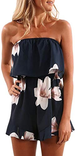 Women's Bandeau Bohemian Jumpsuits Short Beach Sexy Cutout Backless Sleeveless Playsuit Casual Loose High Waist Shorts Overall Tie Dye Romper Vcation Holiday Dress Size 4xl 3xl 2xl 14 16 18 20 22 24