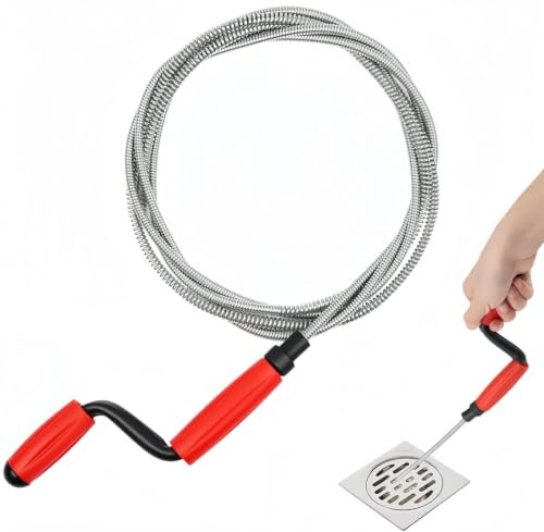 SHSHbuy 5M Drain Unblocker Tool,Flexible Spring Drain Snake Plunger Wire | Plumbing Snake Cleaner Kitchen Removal Dirt Cleaning Tool Clog Remover for Sewer,Bathroom Drainage