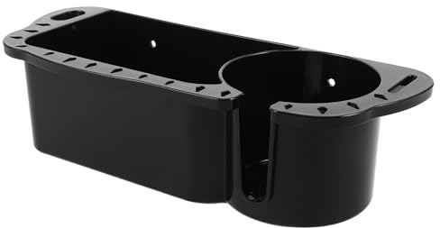 Healeved Boîte de Rangement pour Bateau Noir en Abs Plat, Salée, Antidébordement, Stockage D'accessoires de Pêche et Porte-gobelet Multifonction