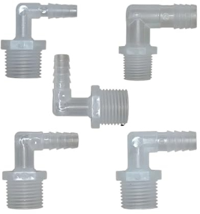 TAZYYZUU 2 pz Raccordo for Tubo di Plastica 6/8/10/12/14/16/19mm Portagomma Connettore a Gomito 1/2 3/4 Accoppiatore Filettatura Maschio(G1/2 6mm)