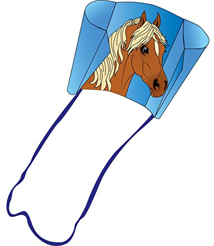 HQ 100080 – Sleddy Ponny barndrake Einline, från 5 år, 50 x 76 cm och 1,9 m draksvans, inkl. 17 kp polyestersnöre 40 m på spole, 2–6 Beaufort