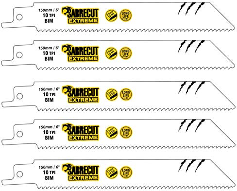 5 x SabreCut SCRS922HF_5 150mm 10 TPI S922HF Fast Wood and Metal Cutting Reciprocating Sabre Saw Blades