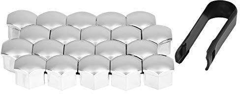X AUTOHAUX Universal Radschraubenkappen Silber 20Stk. Für Auto Plastik | 17mm, Korrosionsschutz, Einfache Montage, Inklusive Entfernungswerkzeug, Geruchlos, Glatte Oberfläche