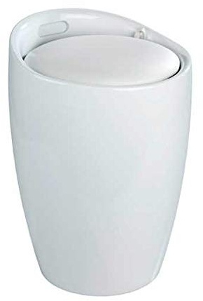 WENKO Badhocker Mod. Canaro mit Sitzpolster aus weißem Lederimitat und 20 Litern Stauraum Ø 36 x 50,5 cm Farbe Weiß belastbar bis 120 kg