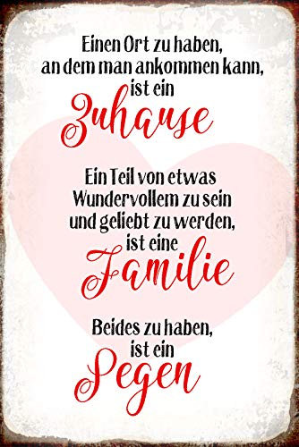 Schatzmix Spruch Zuhause, Familie, Segen Metallschild 20x30 Deko tin Sign Blechschild, Blech, Mehrfarbig, 20x30 cm