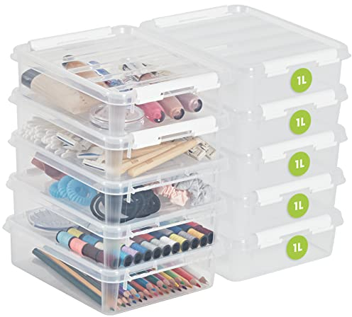 SmartStore - 10x Aufbewahrungsbox mit Deckel Classic 1L (21x17x6cm) | Stapelbare Box mit Deckel | Lebensmittelechte Kunststoffbox | Plastikbox mit Deckel & verstärkten Ecken | 10 Jahre Garantie