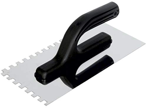 Toolty Professional Stainless Steel Square Notched Trowel, Tiling Trowel, Plastering Trowel -270mm, 8x8mm - for Adhesive mortars - Plastic Handle, Tile, Tiling, Adhesive, DIY - TLTY-5008