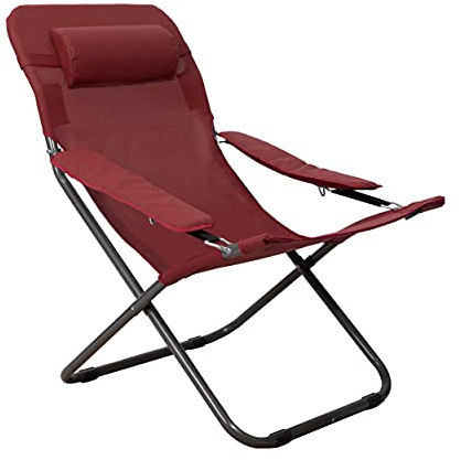 HOMECALL - Silla de camping plegable con respaldo ajustable de textileno 2 × 1, rojo