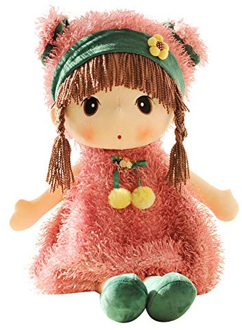 LICHENGTAI Weiche Stoffpuppe, Babypuppe Püppchen mit Haar, Schöne Puppe Plüsch Stofftier Spielzeug Cartoon Deko Toy Geschenk Gift für Kinder Baby Mädchen, 45cm (Rosa)