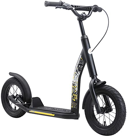 STAR SCOOTER Kinder Tret Roller ab 7 Jahre | City Kick Scooter Luftreifen Höhenverstellbar 12 Zoll New Gen | Schwarz