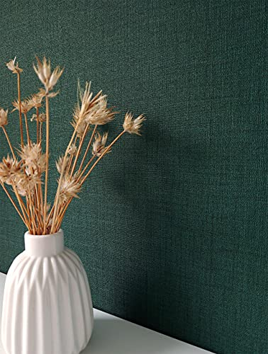 NEWROOM Tapete Grün Vliestapete Einfarbig - Unitapete Uni Stoff-Optik Textil-Optik Modern Leinen-Optik Struktur inkl. Tapezier-Ratgeber