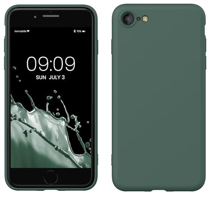 kwmobile Handyhülle für iPhone SE 2022 Hülle/iPhone SE 2020 / iPhone 8 / iPhone 7, für iPhone SE Hülle - Schutzhülle für kabelloses Laden - Case in Tannengrün