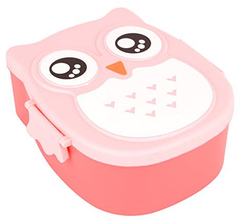 Box, Scatola per il Pranzo per Bambini, Scatola per il Pranzo Portatile in Plastica con Gufo dei Cartoni Animati, Materiali per Alimenti (rosa)