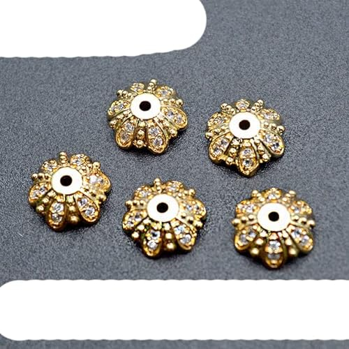 50pc / Lot Verschiedene Form Vergoldung Blumenform Zwischenperlen 10mm 12mm Lose Perlen für Schmuckherstellung Zubehör-Stil-4-Goldfarbe