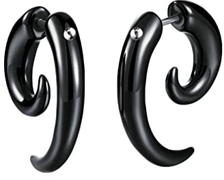 Homxi Boucle D Oreille Acrylique Homme,Corne 6MM Boucle D'Oreille Noir Homme