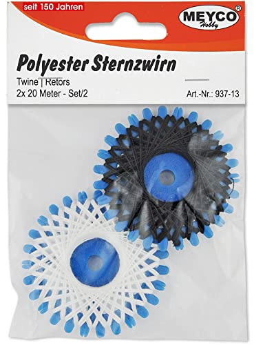 Sternzwirn weiß und schwarz sort. 2 x 20 Meter Meyco Hobby