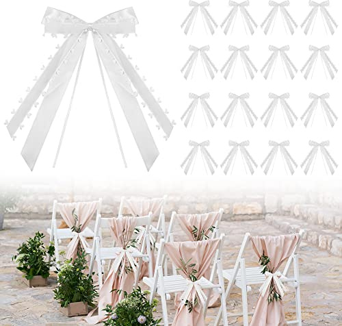 DazSpirit 50 Stück Autoschleifen Hochzeit Weiße mit Herzen | Schleifenband Hochzeit Autoschmuck, Schleifen für Hochzeitsdeko, Weihnachten, Floristenbox-Kit, Korb, Blumenstrauß, Geschenke