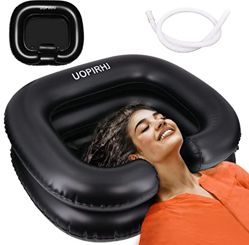 UOPIRHJ Portable Inflatable Hair Washing Basin for Bedridden - Wash Hair in Bed with Inflatable Shampoo Bowl.Hair Washing Basin for Elderly,Disabled,Injured,Ideal Inflatable Sink for Locs Detox
