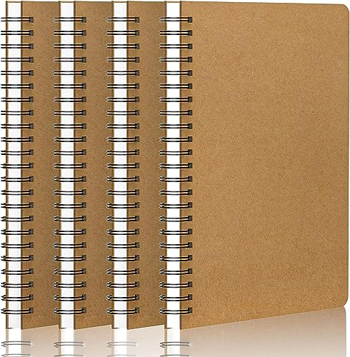 Yarotm Notizbuch A5 Dotted - 4 Stück Spiralblock Gepunktet - 100g Punkte 5mm Papier Schreibblock Spiralbindung 60 Blatt - Notizheft Ringbuch Kraft Hardcover - Notizblock a5