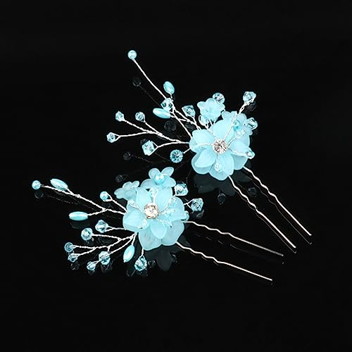 ONECK Haarspangen Braut Haarschmuck Hochzeit Brautschmuck Haarnadeln mit Perlen Hochzeit Haarschmuck (Blau)…