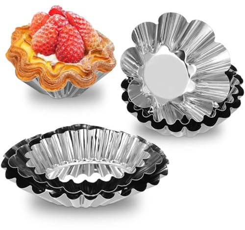 30Pcs Stainless Steel Egg Tart Molds for Baking, 2.5 Mini Tartlet Pans, Quiche Pie Tins, Puto Ensaymada Molder Filipino, Oven Dishwasher Safe Baking Cups for Tart Shells, Mini Cake, Pudding, Muffin